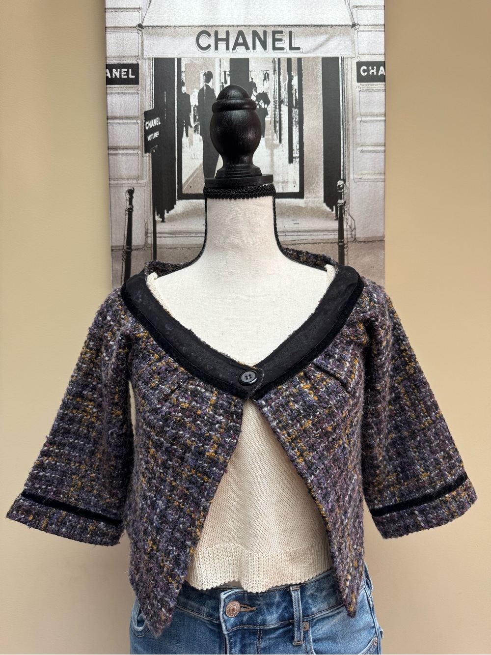 Short Tweed Sweater Jacket in Multicolor